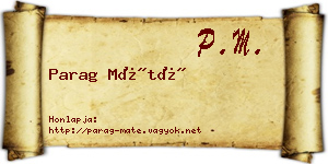 Parag Máté névjegykártya